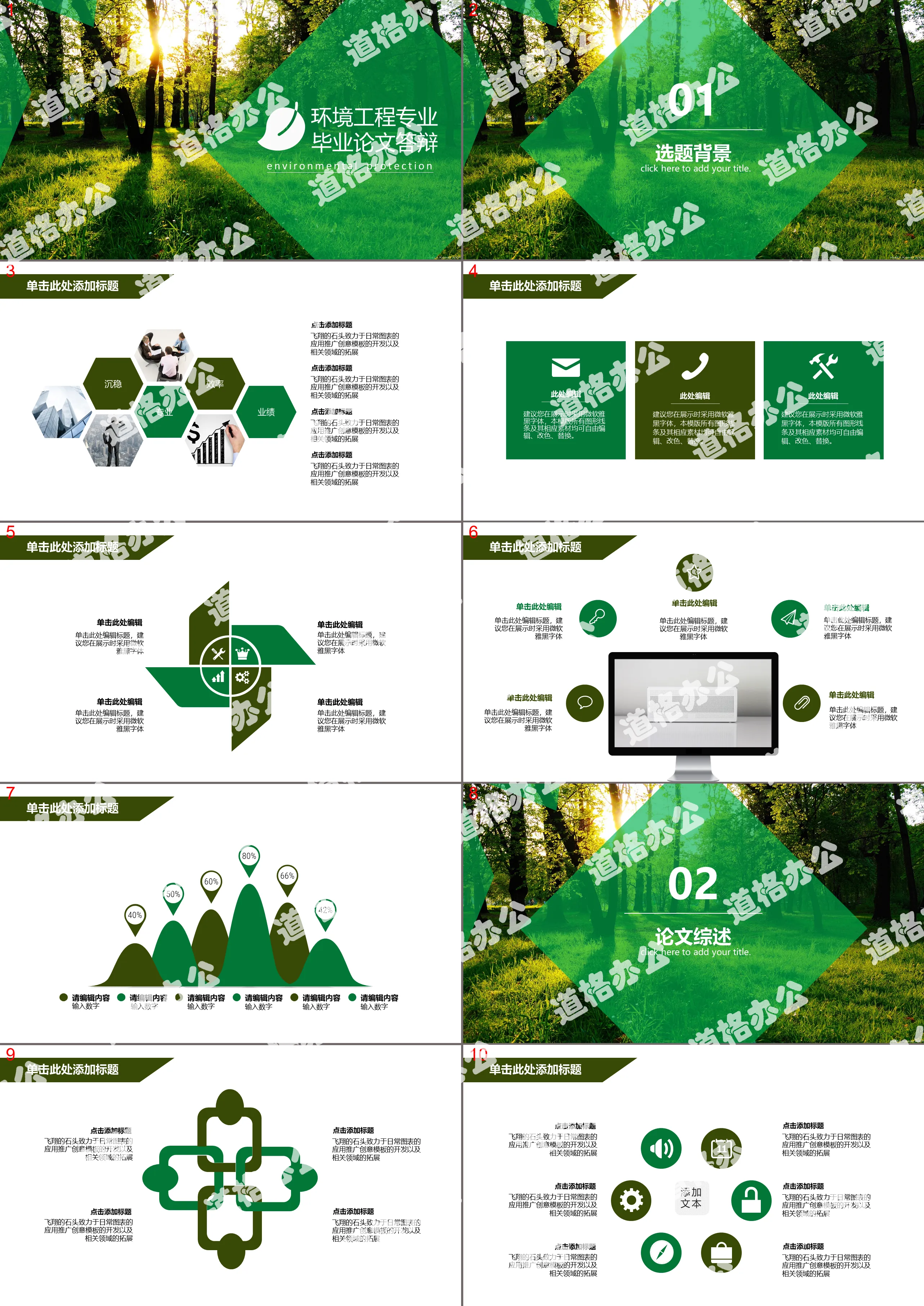 Graduation thesis defense environmental engineering department green environmental protection PPT template