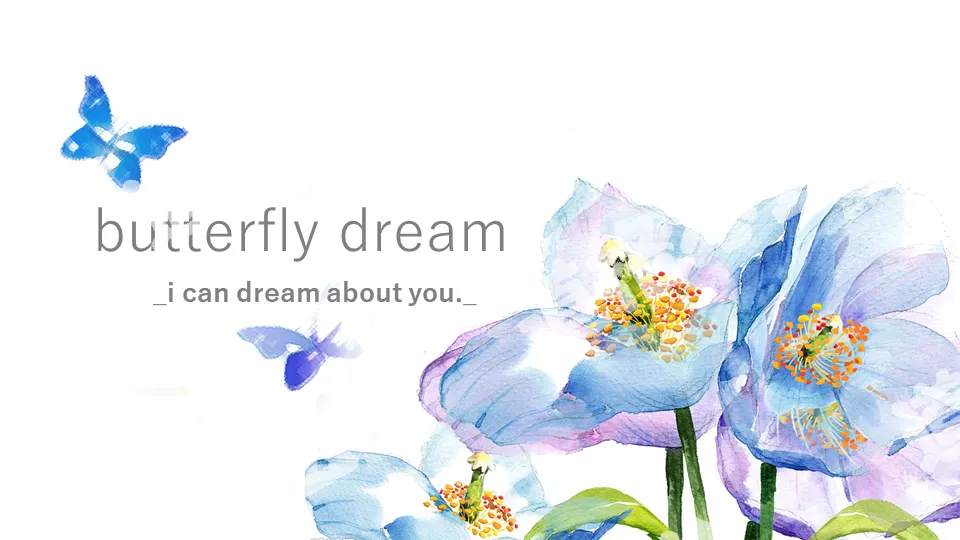 Literary and beautiful blue butterfly general PPT template