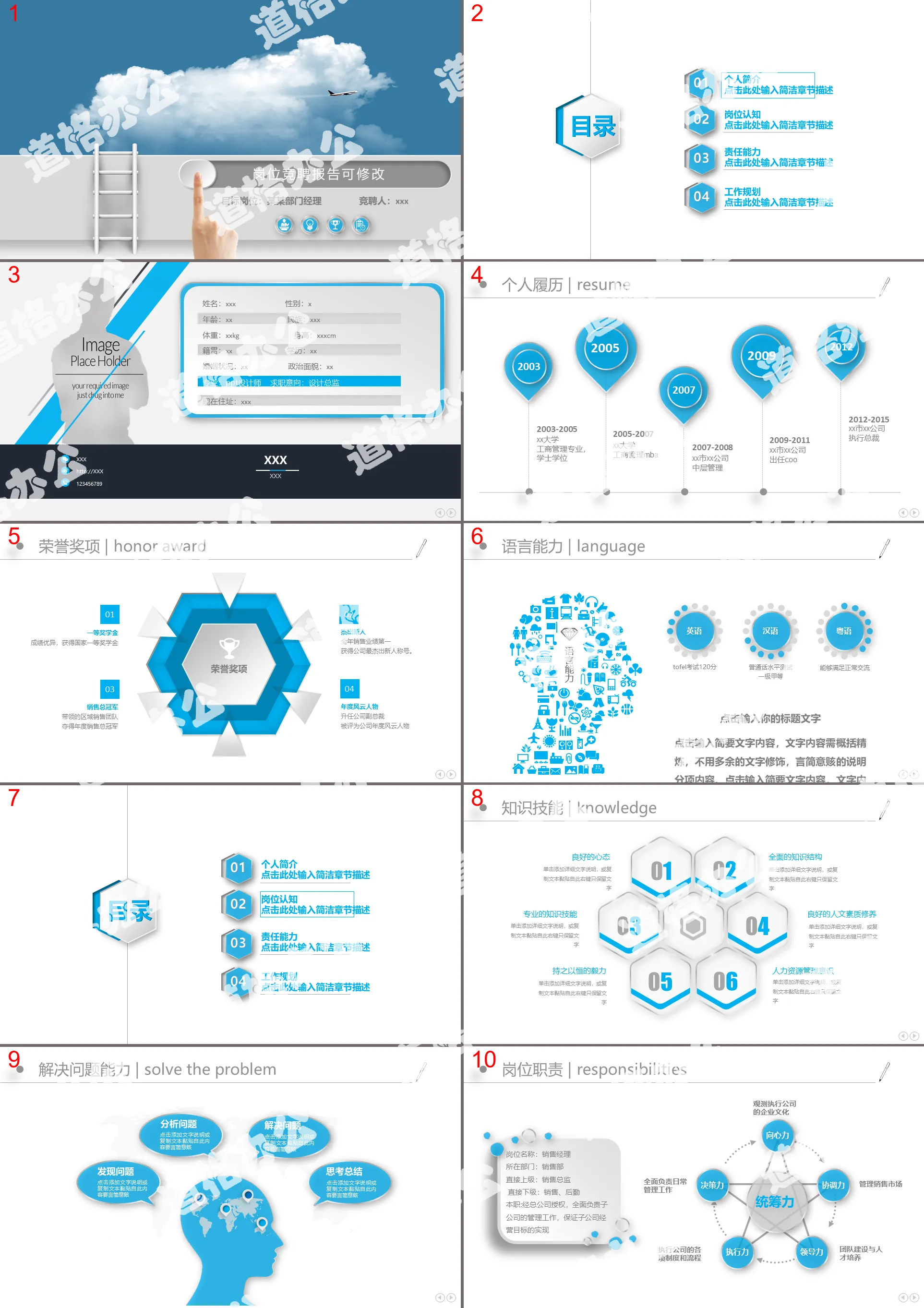 Modèle PPT de concours d'emploi de style commercial simple bleu