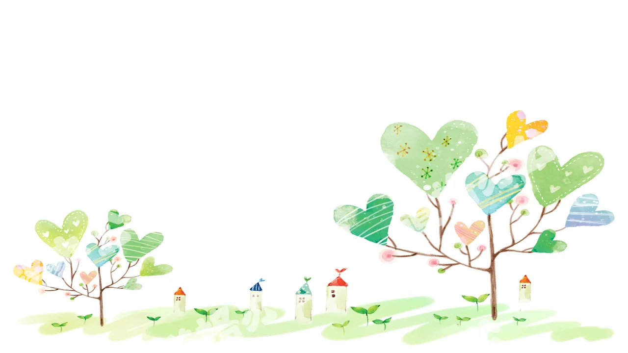 Elegant and cute heart-shaped small tree PPT background