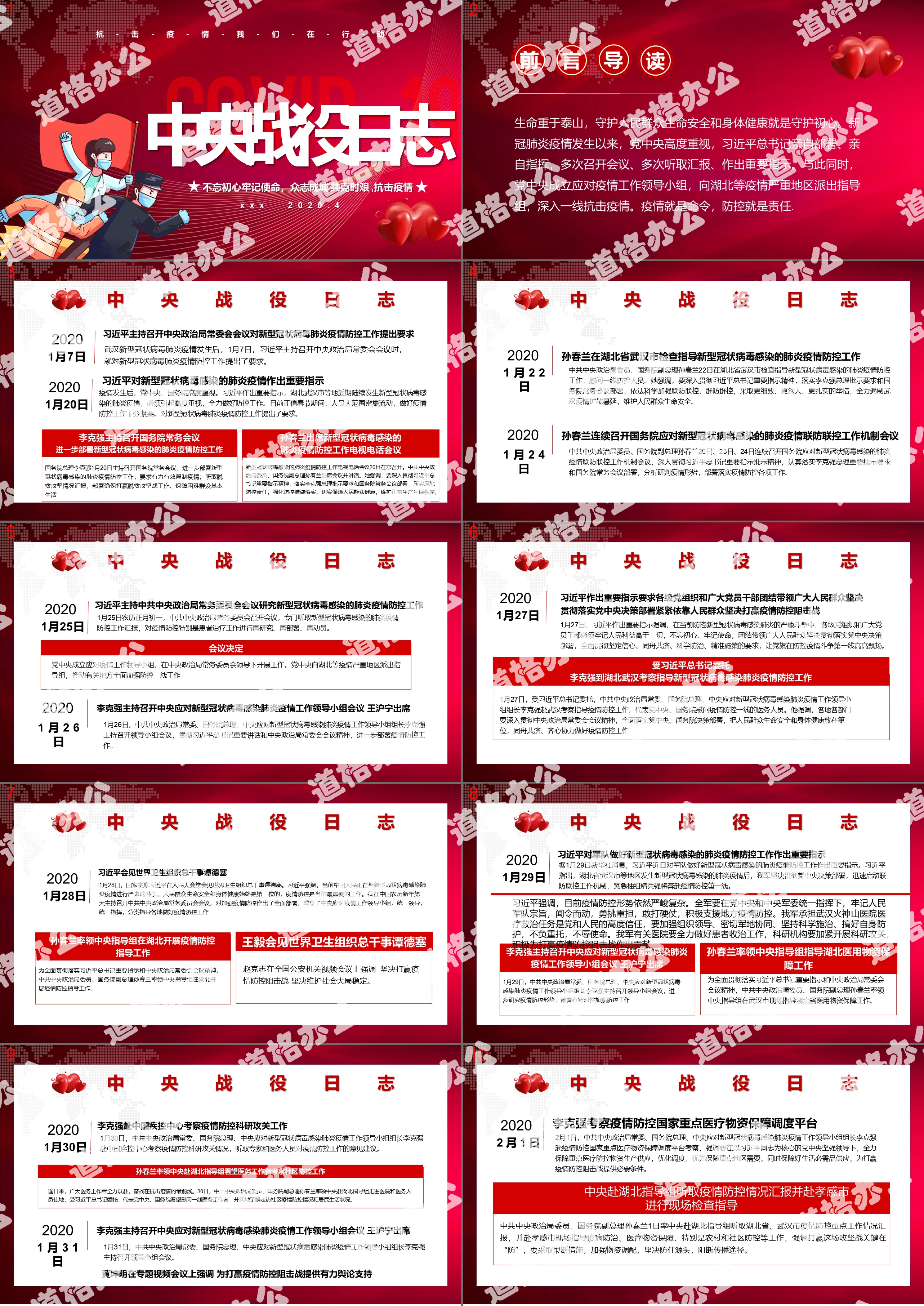 Modèle ppt du journal de bataille central de l'atmosphère rouge