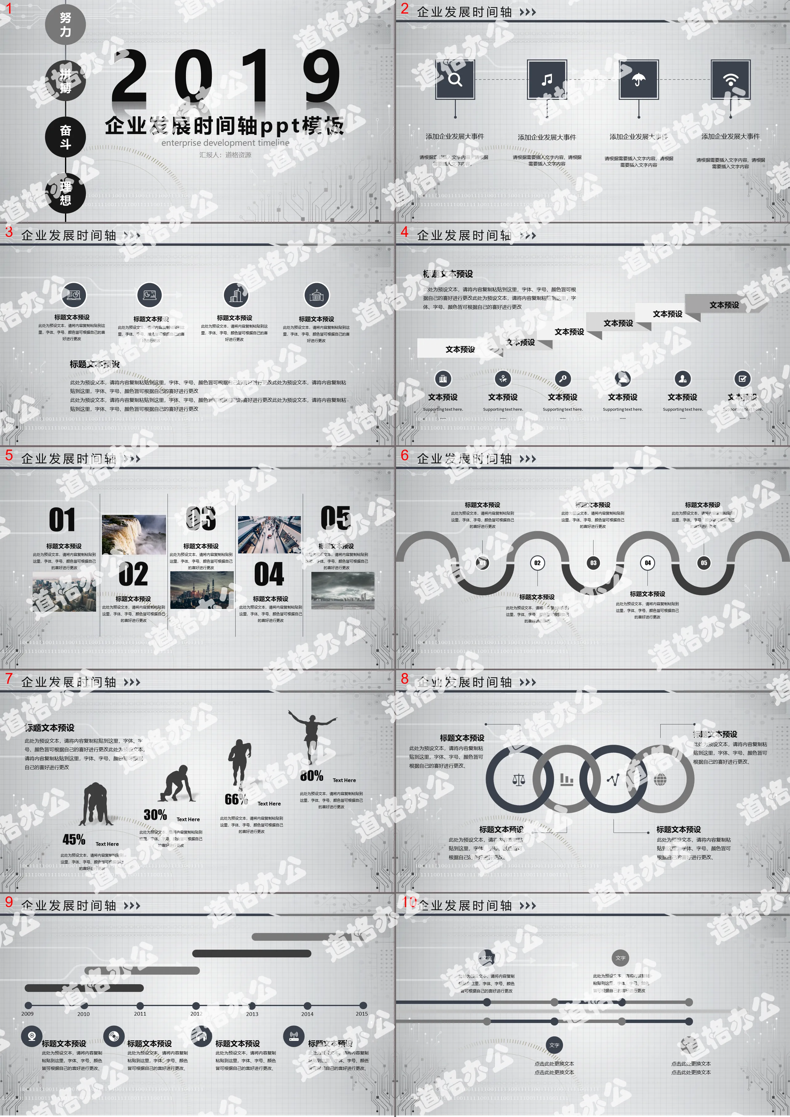 2019簡約商務通用企業發展公司發展歷程大事記時間軸PPT模板