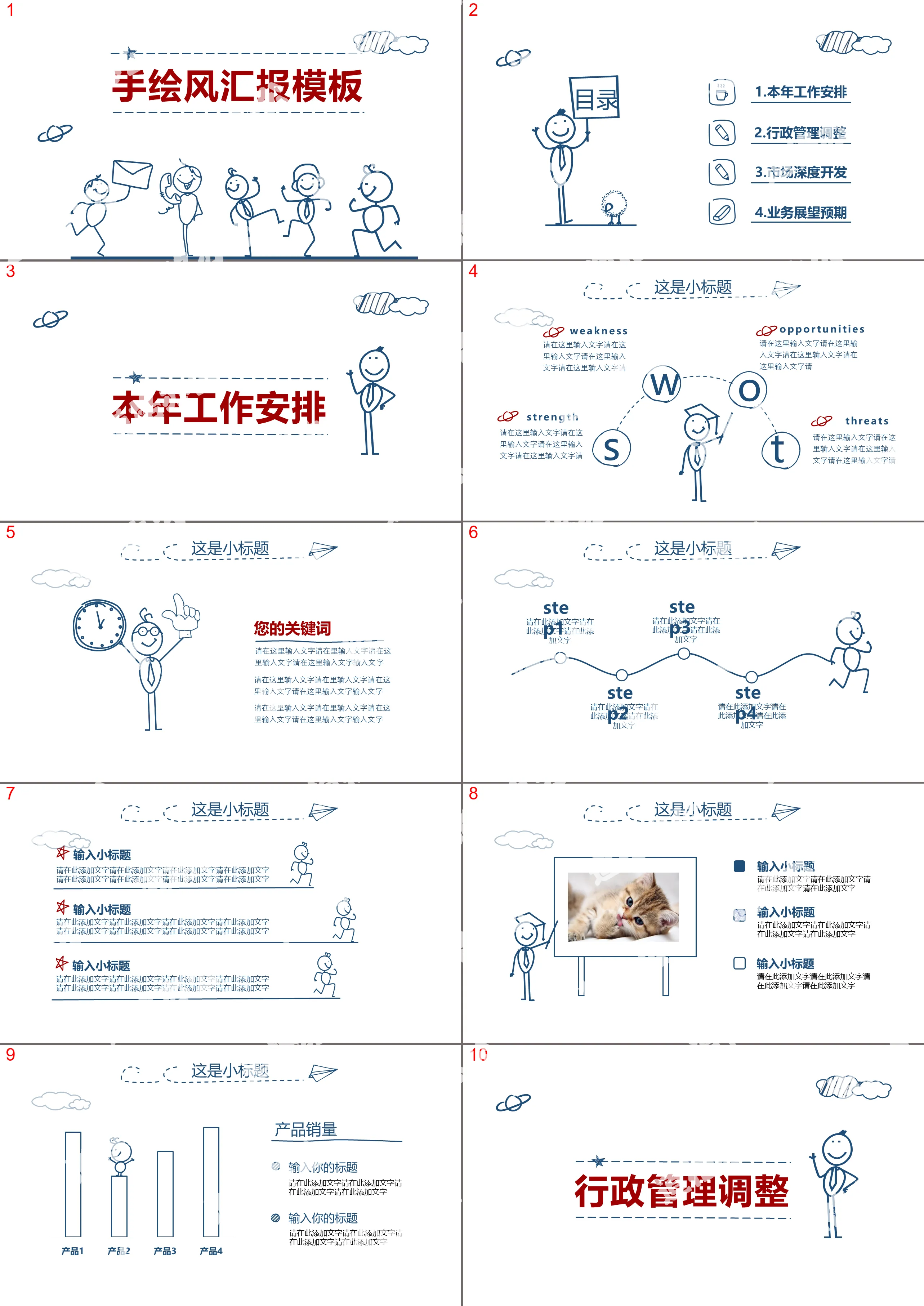 Modèle PPT de rapport d'activité de méchant peint à la main de style peint à la main