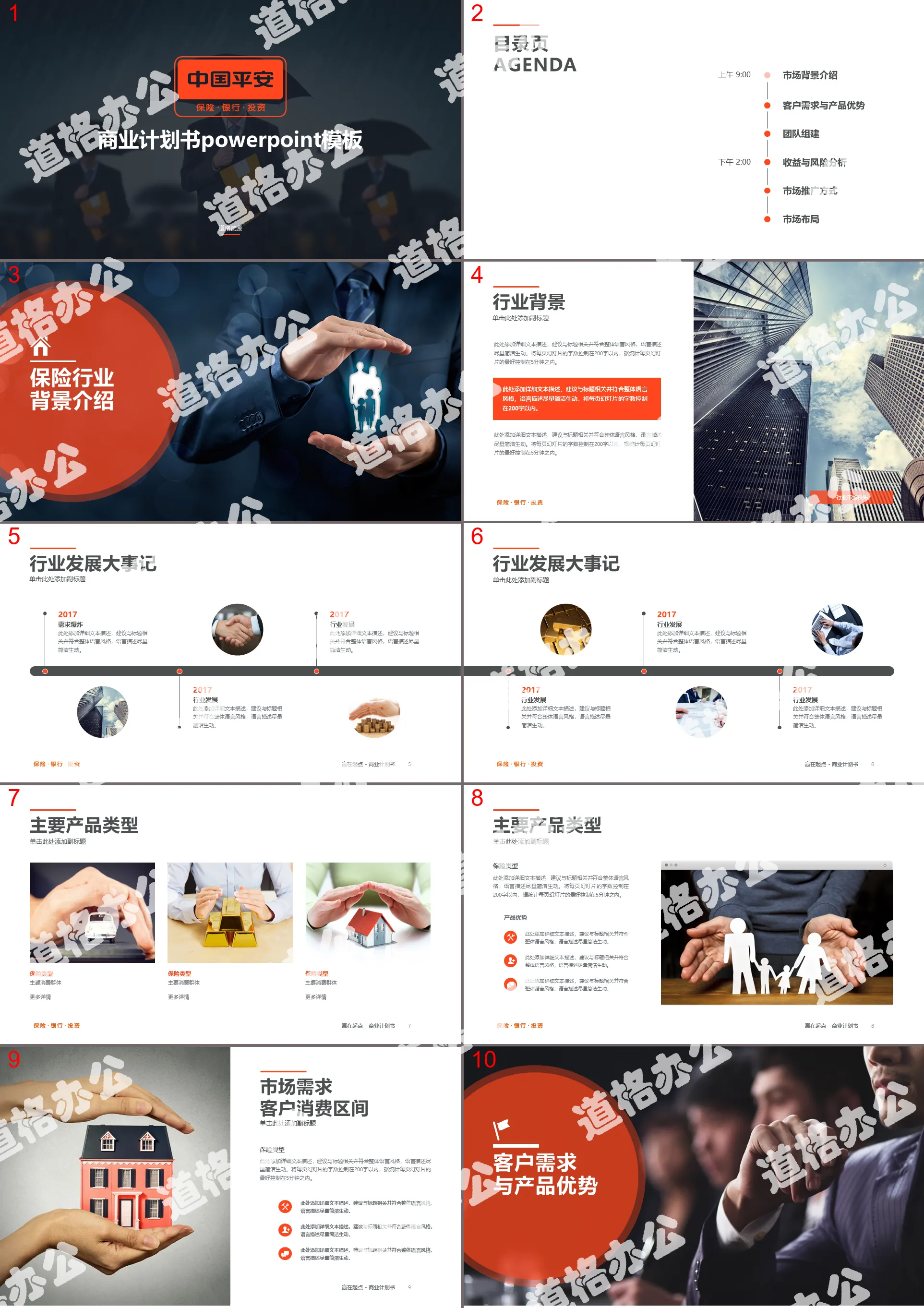 China Ping An Bank Insurance Financial Plan PPT Template