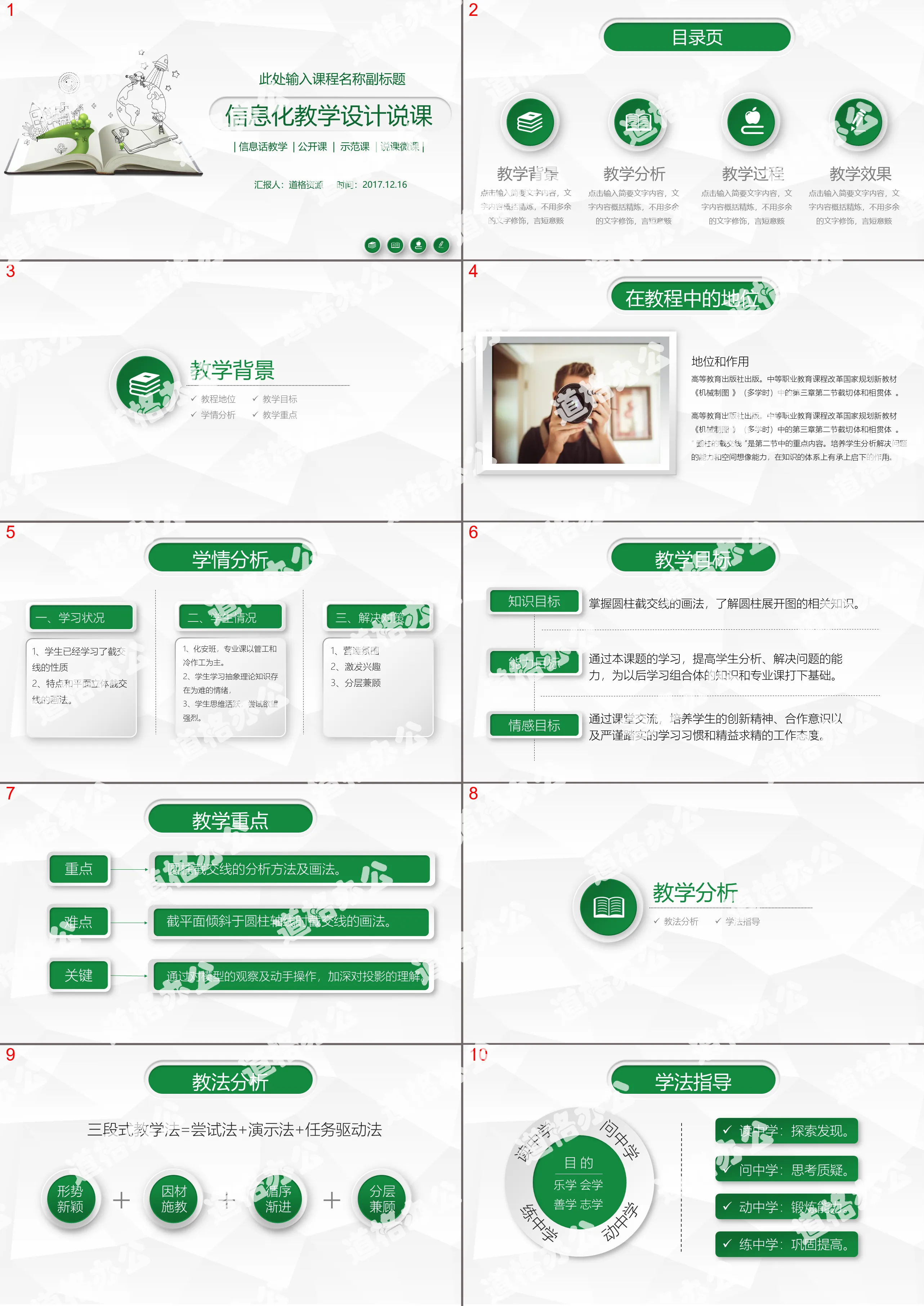 Informatization teaching design lecture PPT template