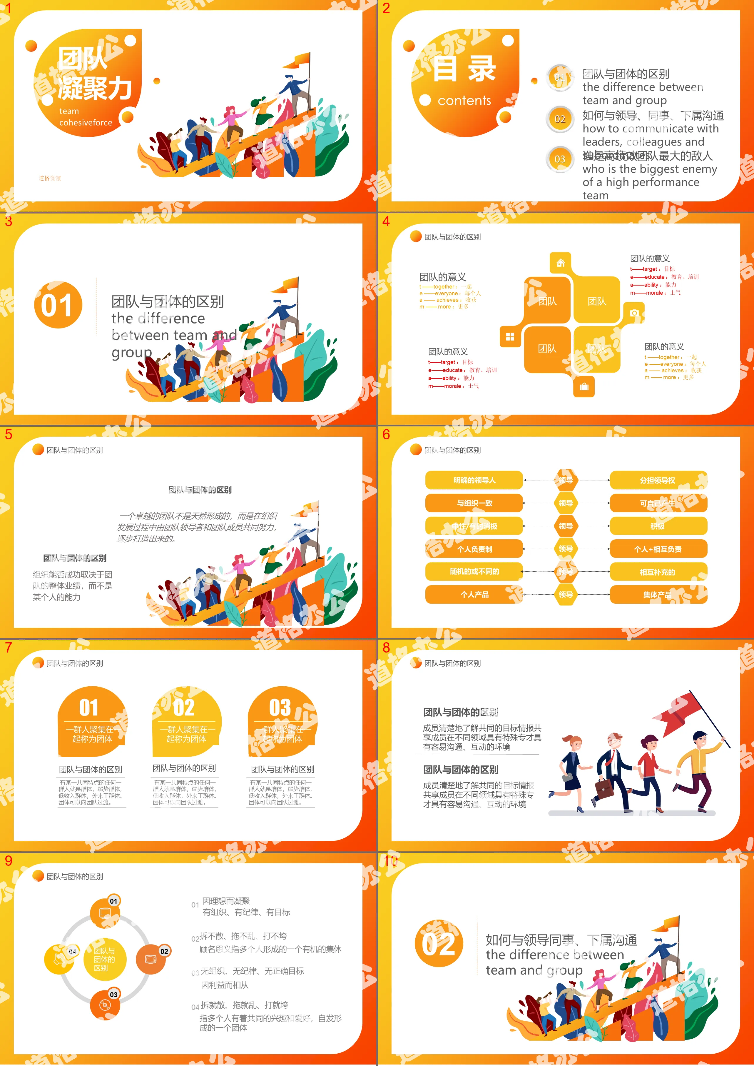 Creative gradient color team cohesion corporate training PPT template