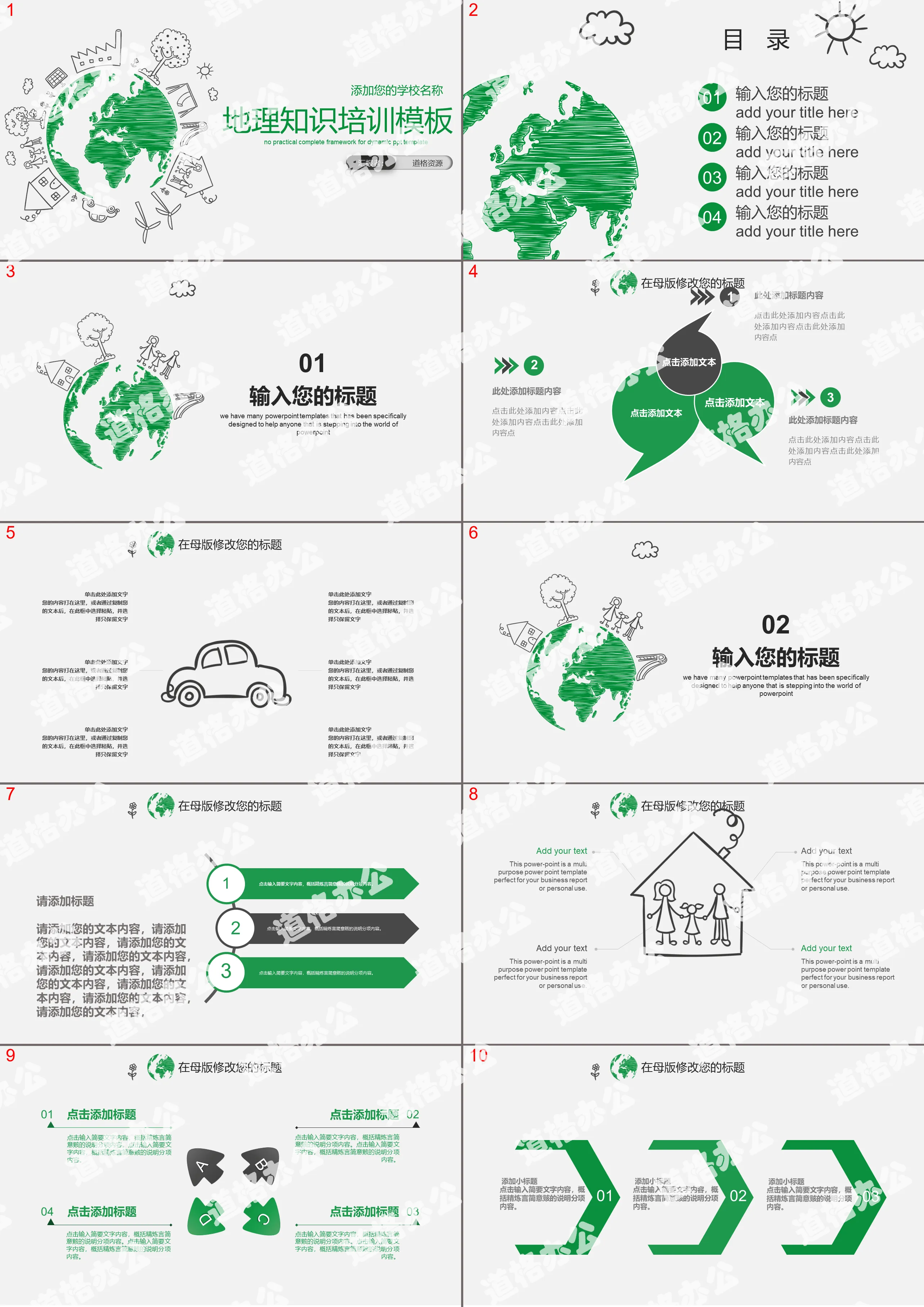 Geographic knowledge training teaching courseware PPT template