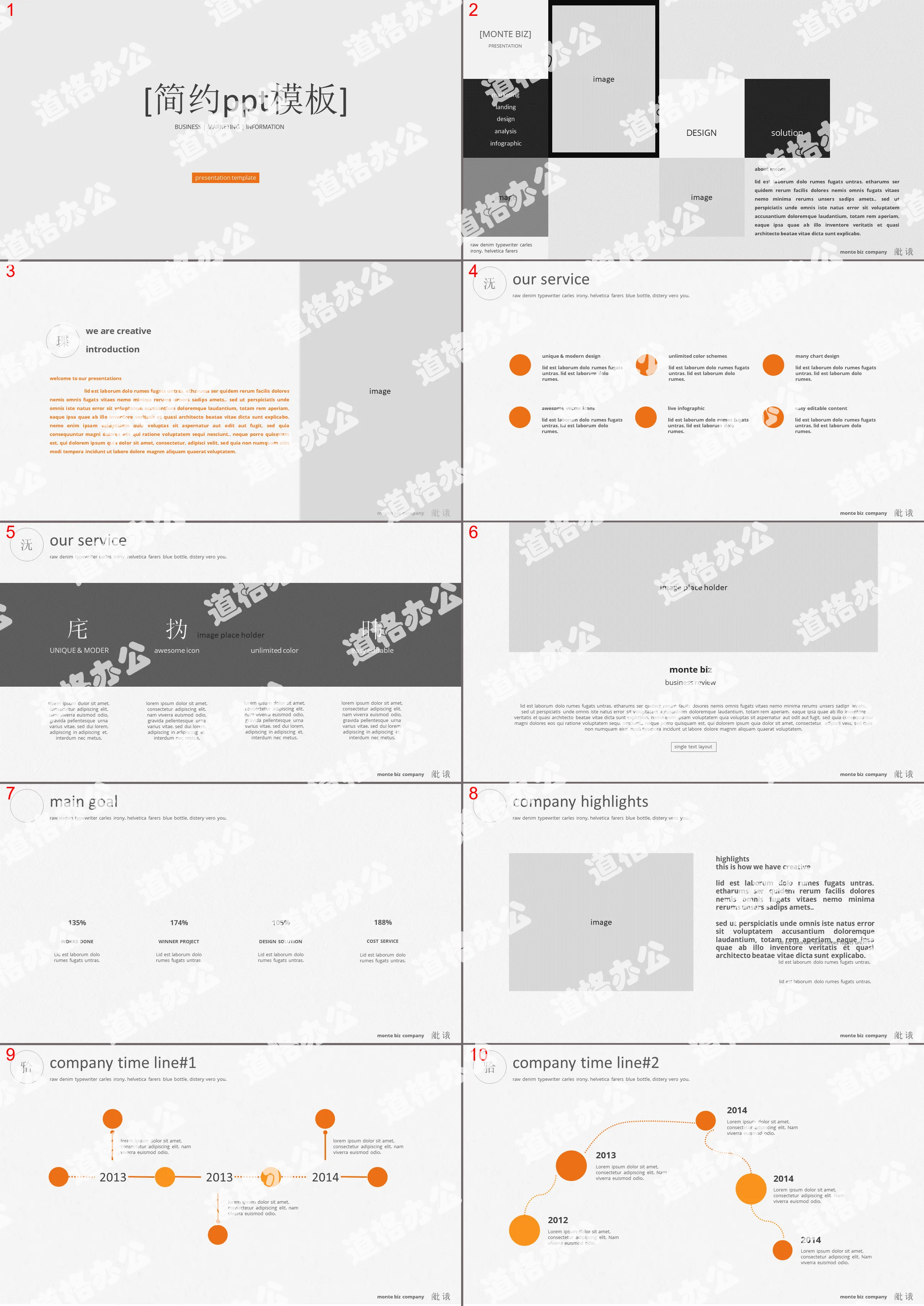 Modèle PPT de thème commercial élégant de style minimaliste européen et américain blanc cassé