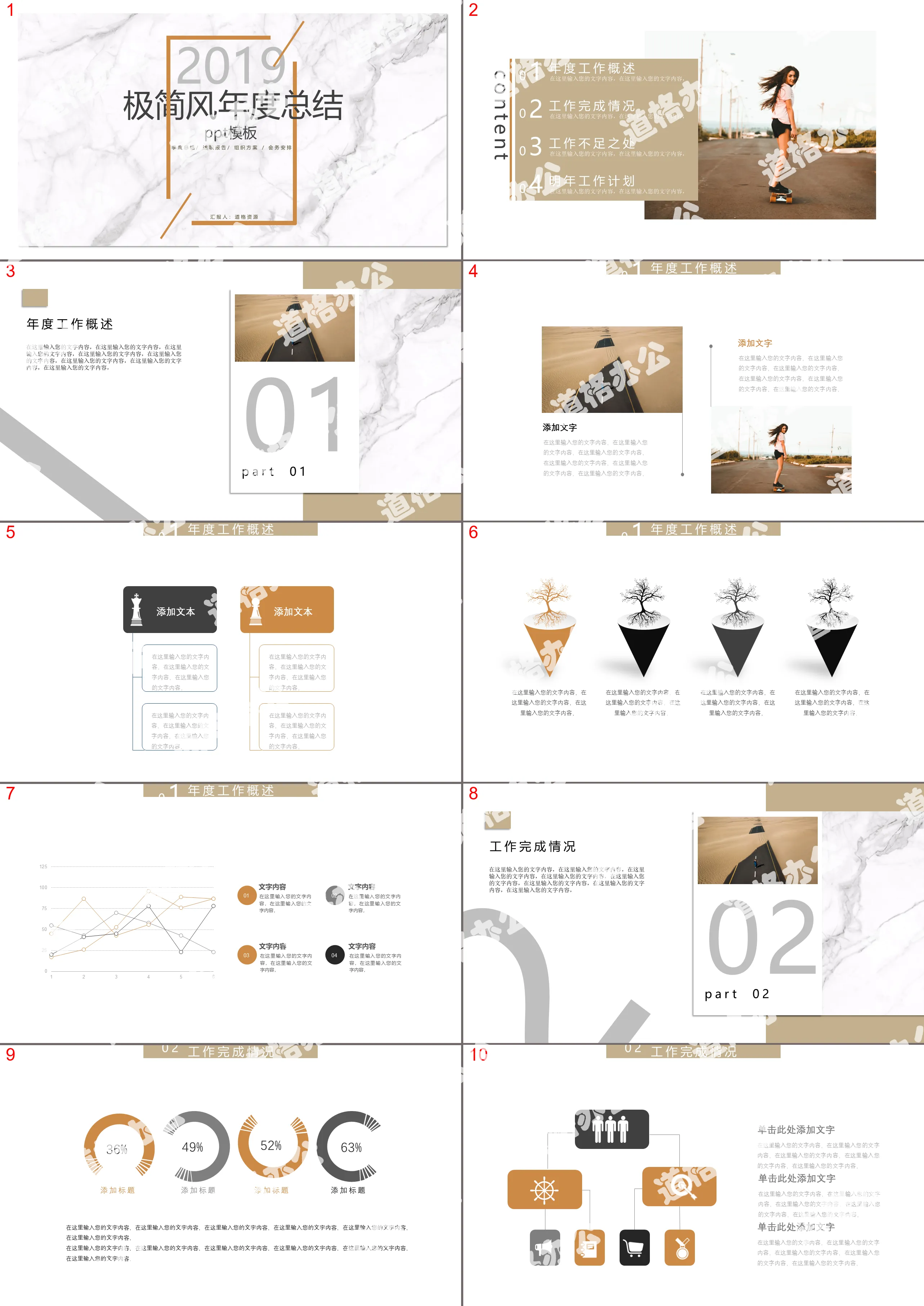 Minimalist wind annual work summary report PPT template