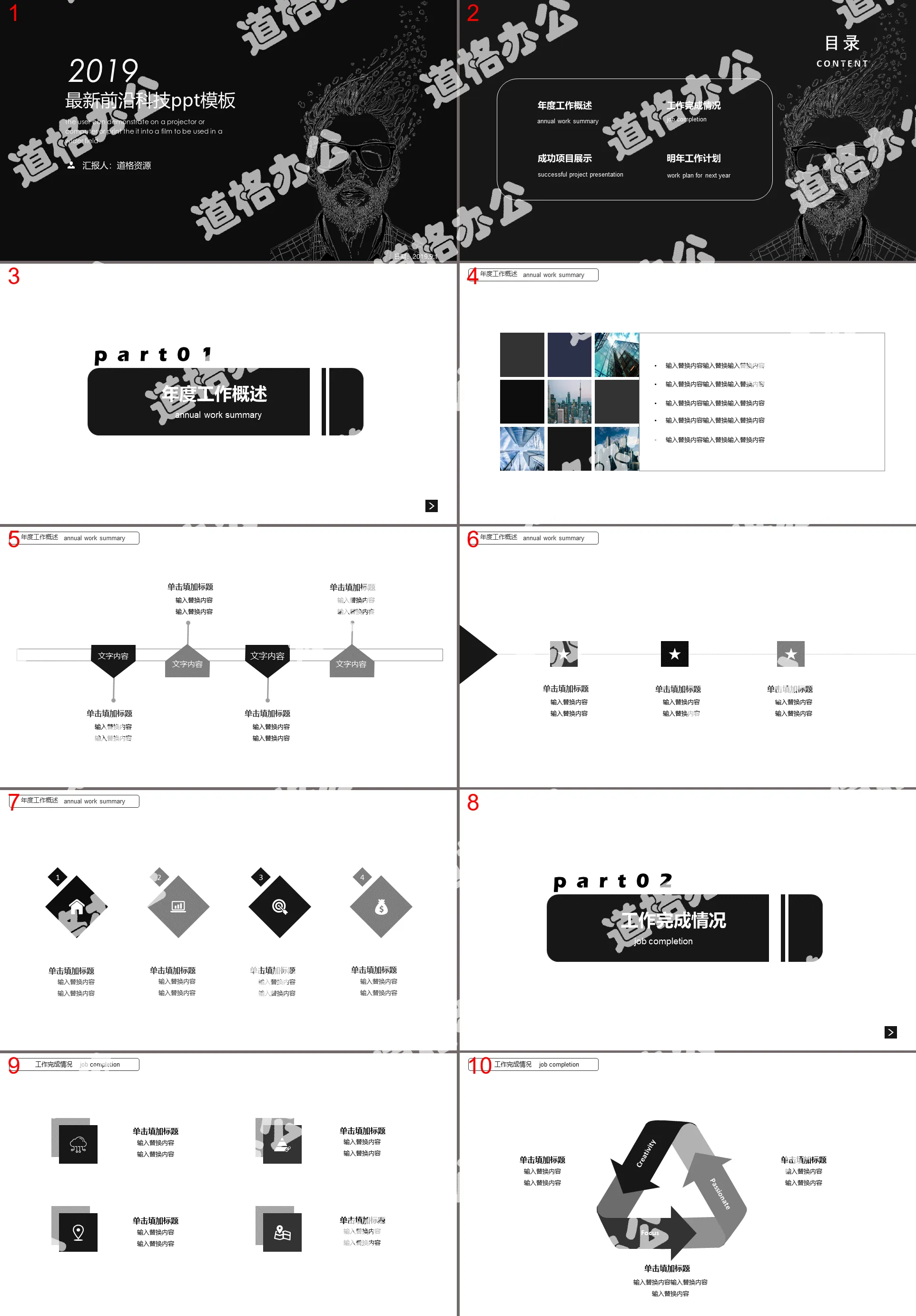 Minimalist black cutting-edge technology work report general PPT template