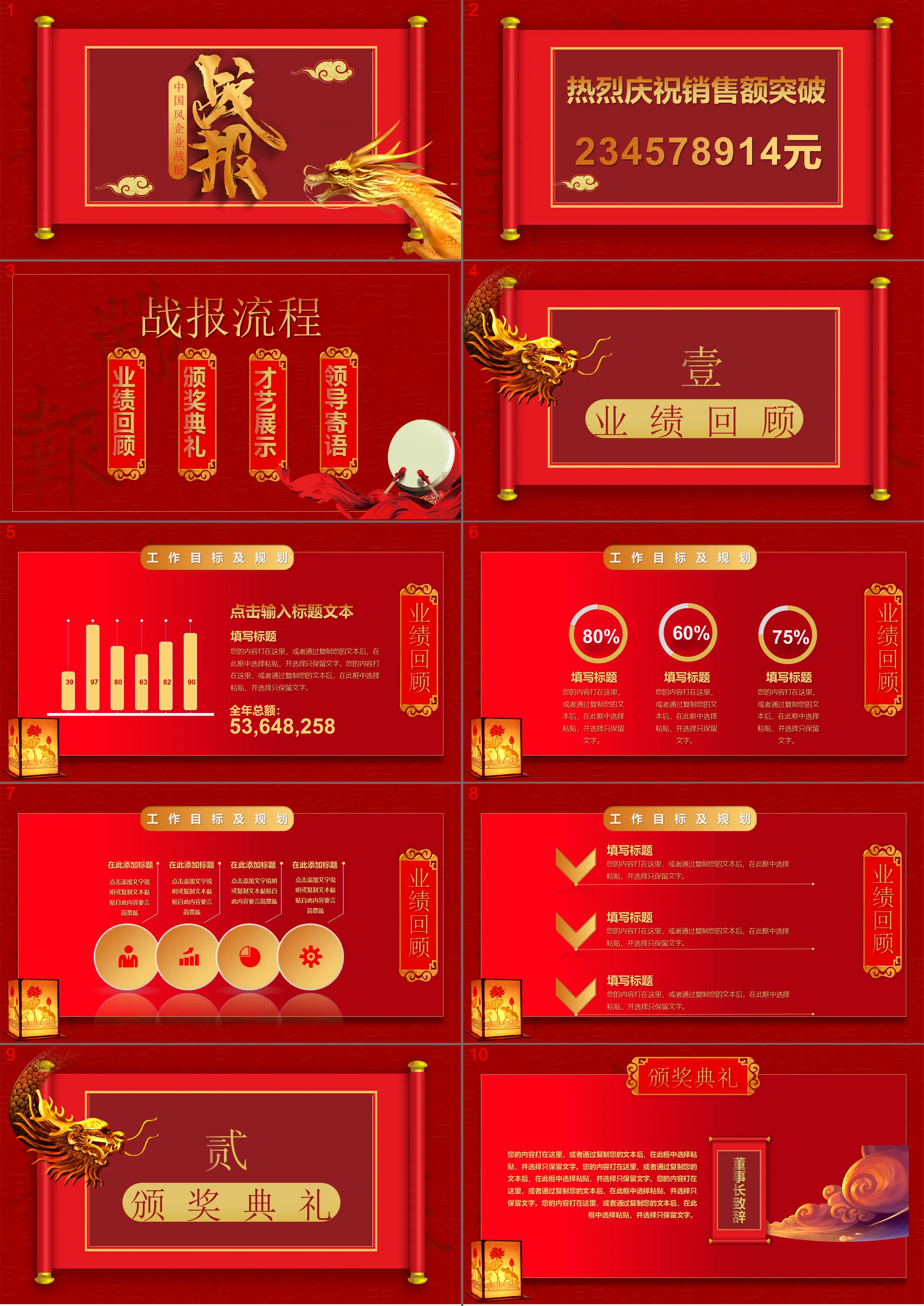 Chinese style enterprise battle board template manual submission, annual meeting, 1