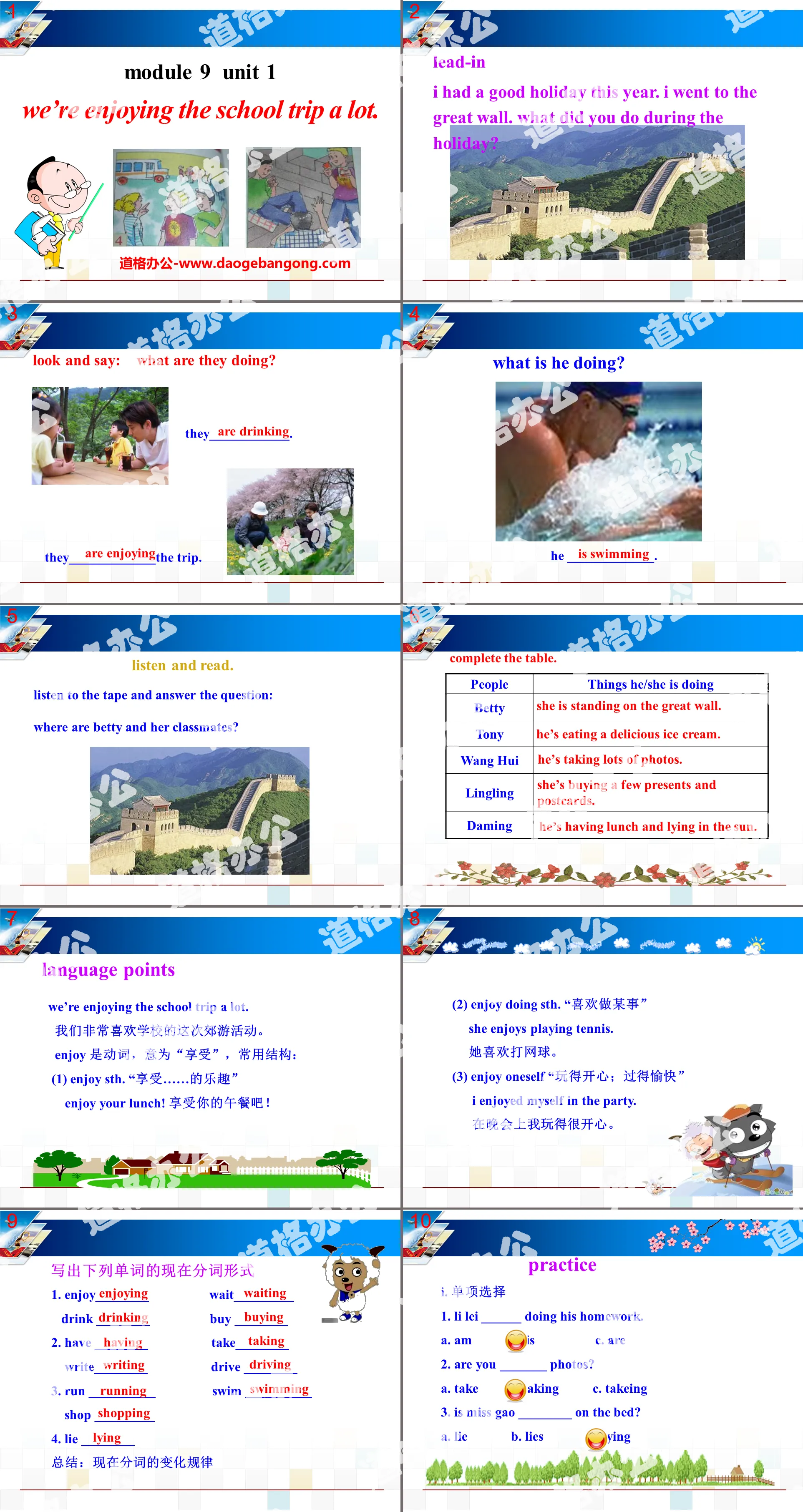 "We're enjoying the school trip a lot" PPT courseware 4