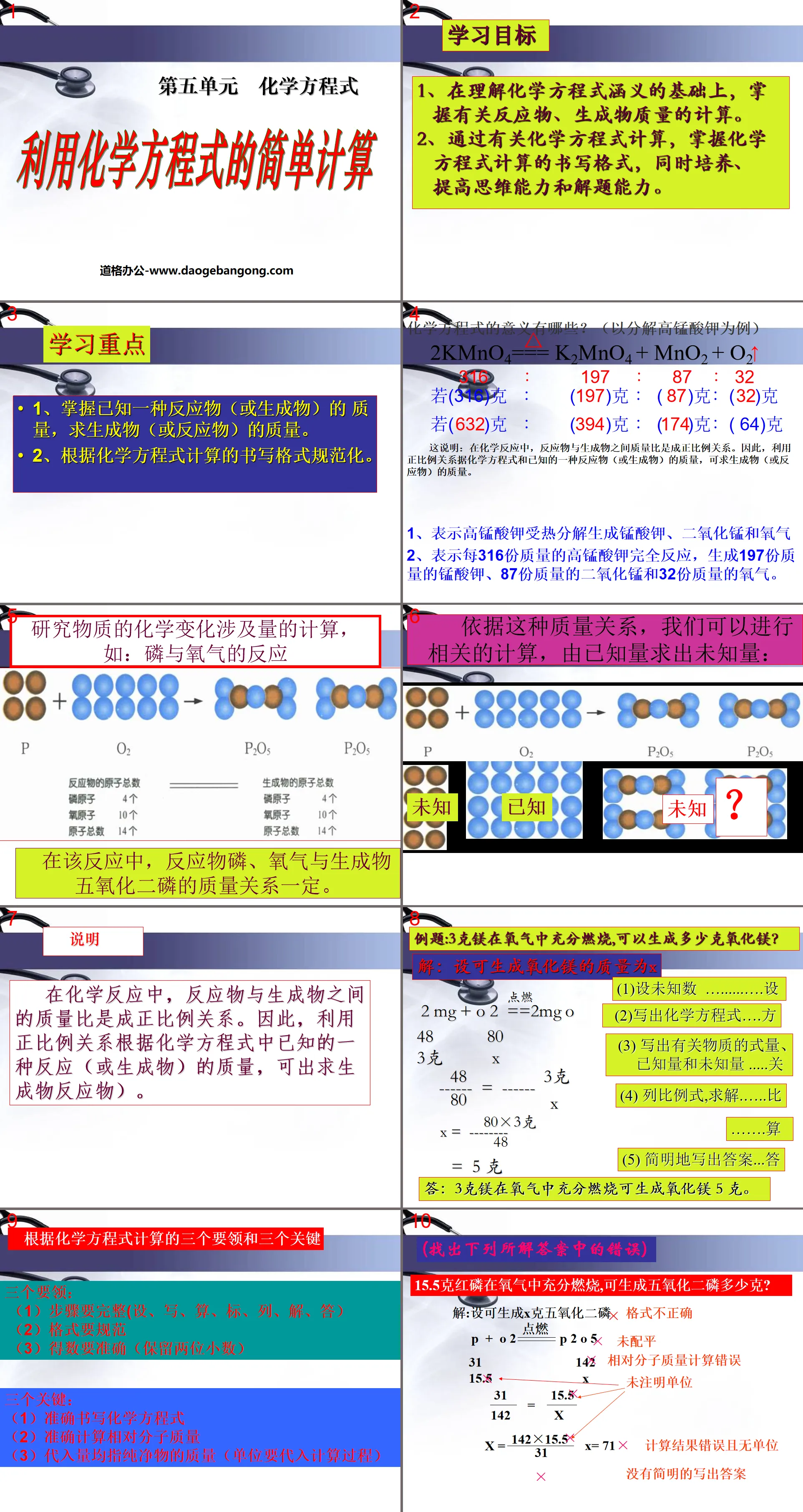 《利用化学方程式的简单计算》化学方程式PPT课件5
