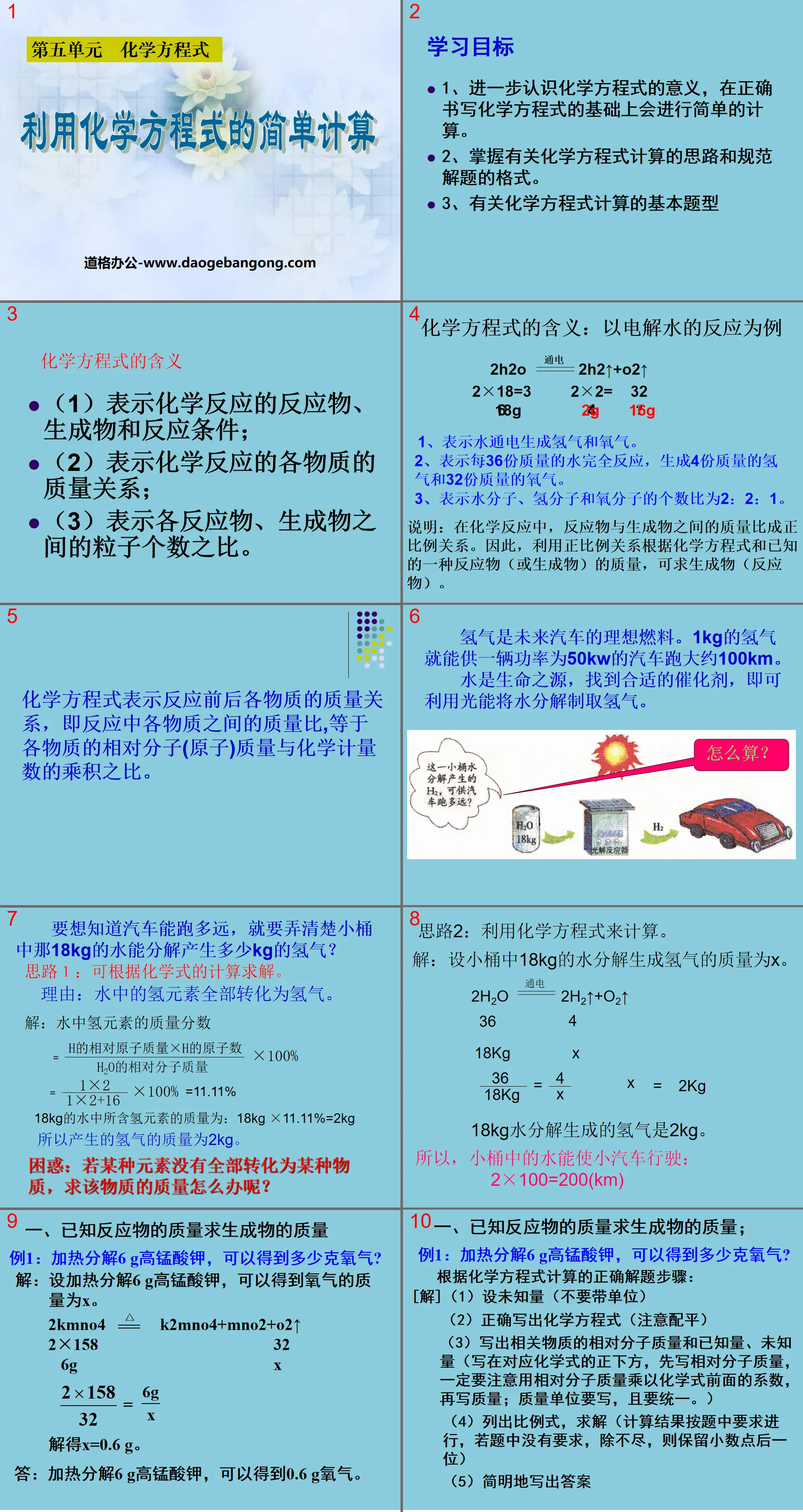 《利用化学方程式的简单计算》化学方程式PPT课件6
