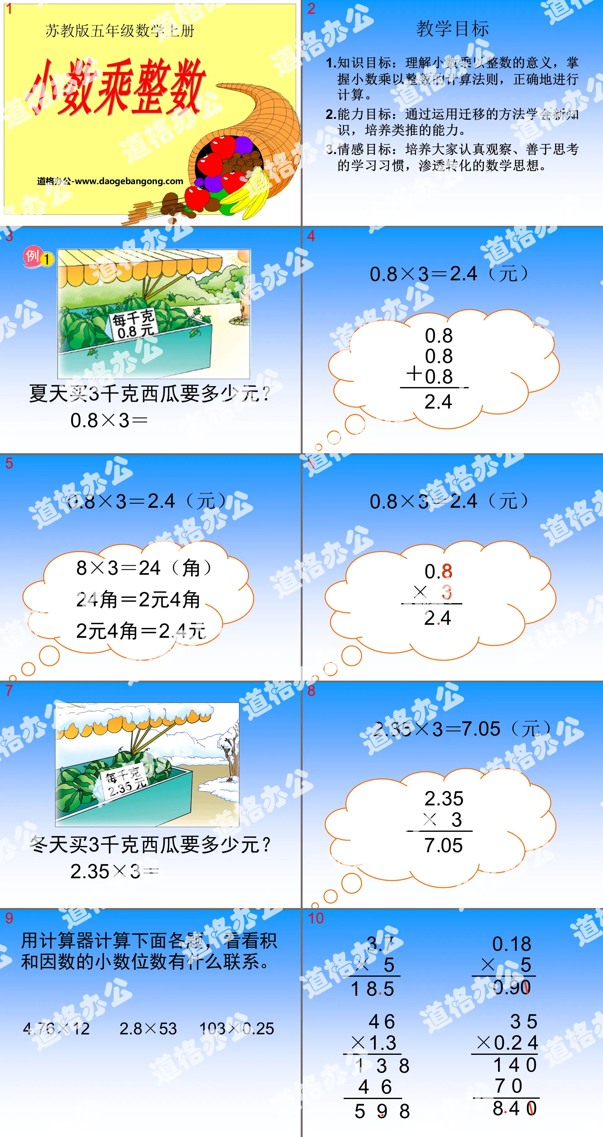 "Multiplying Decimals by Integers" Decimal Multiplication and Division PPT Courseware 2