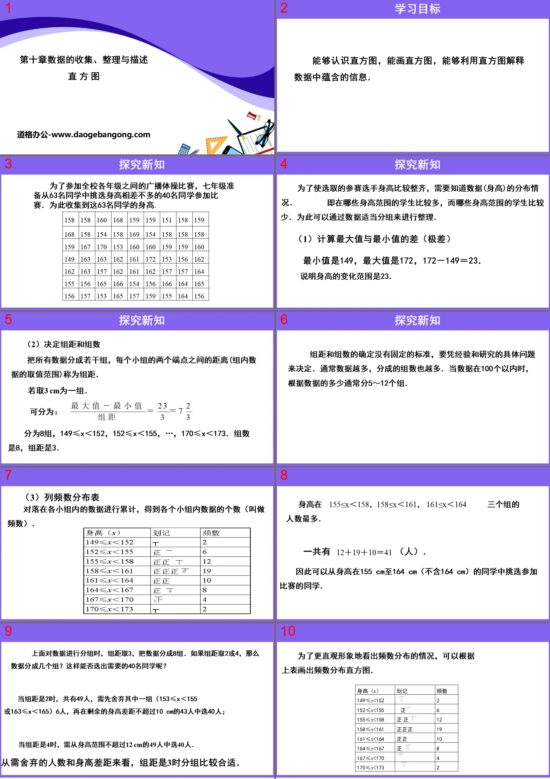 《直方图》数据的收集、整理与描述PPT下载