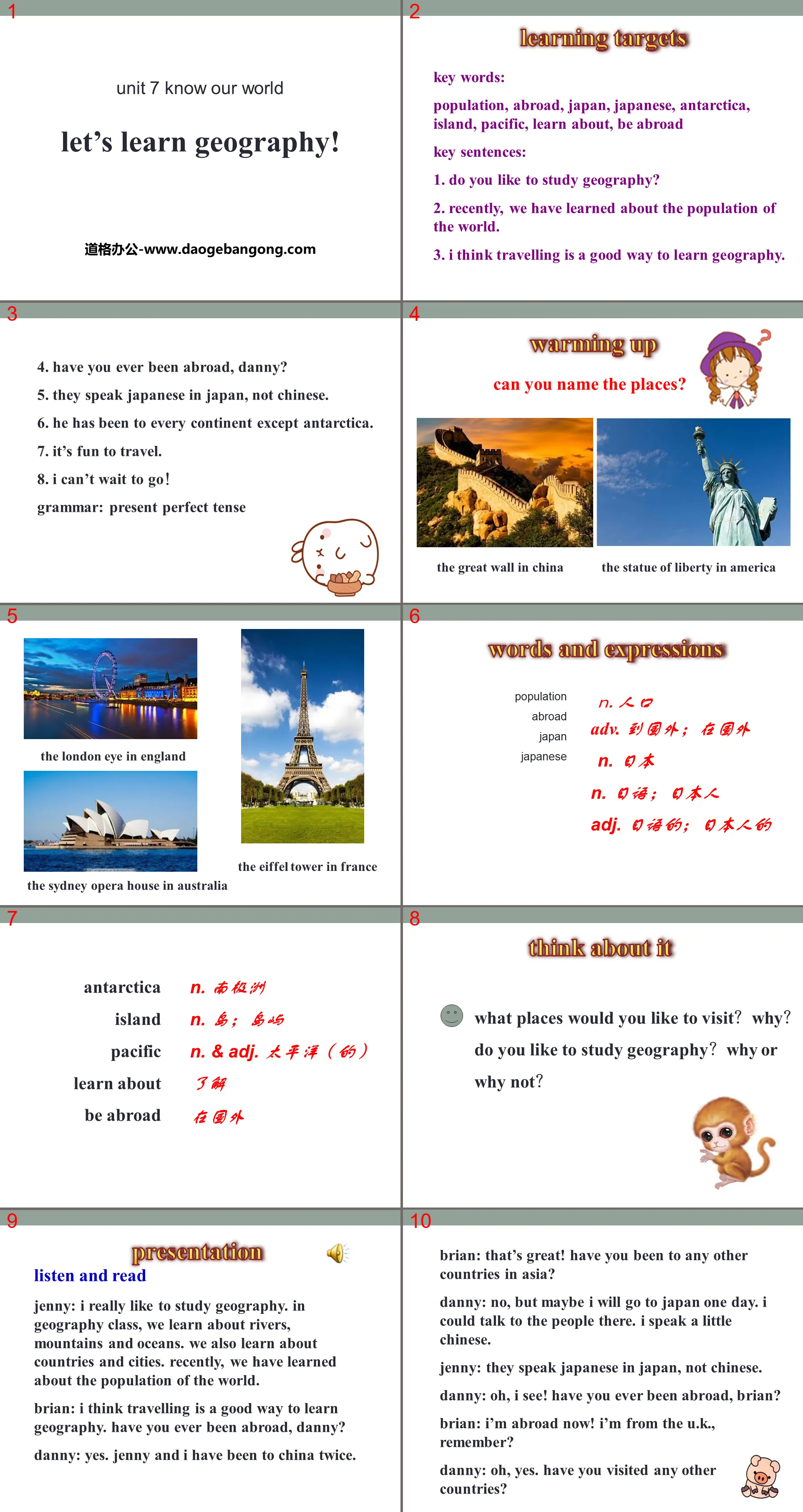 《Let's Learn Geography》Know Our World PPT课件下载
